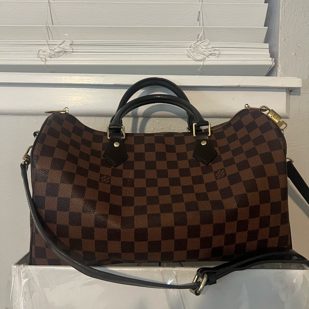 Designer Checkered Brown Handbag